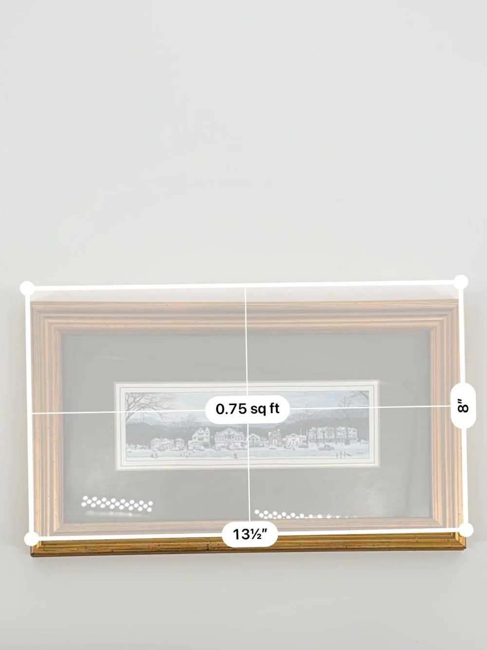 Norman Rockwell Museum Winter Village Art Print Gold Frame Green Mat 13.5x8